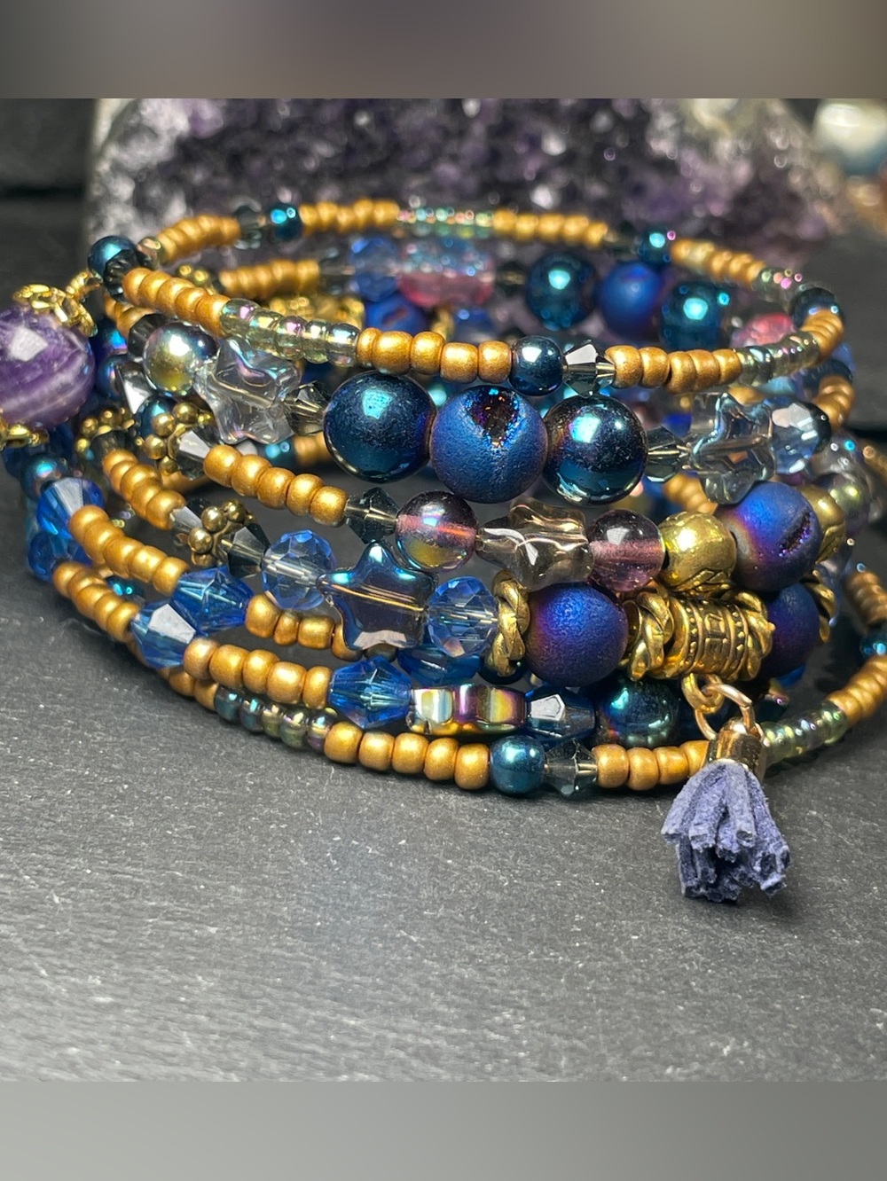 PRICE DROPPED Artisan Moonlit Paws Gemstone Wrap Bracelet - Picture 8 of 10